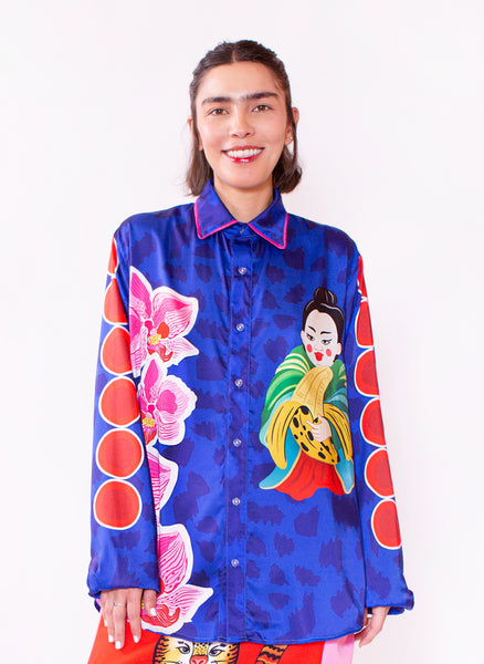 Camisa Manga Larga Unisex / Ilustración Dinastía Tropical Blu